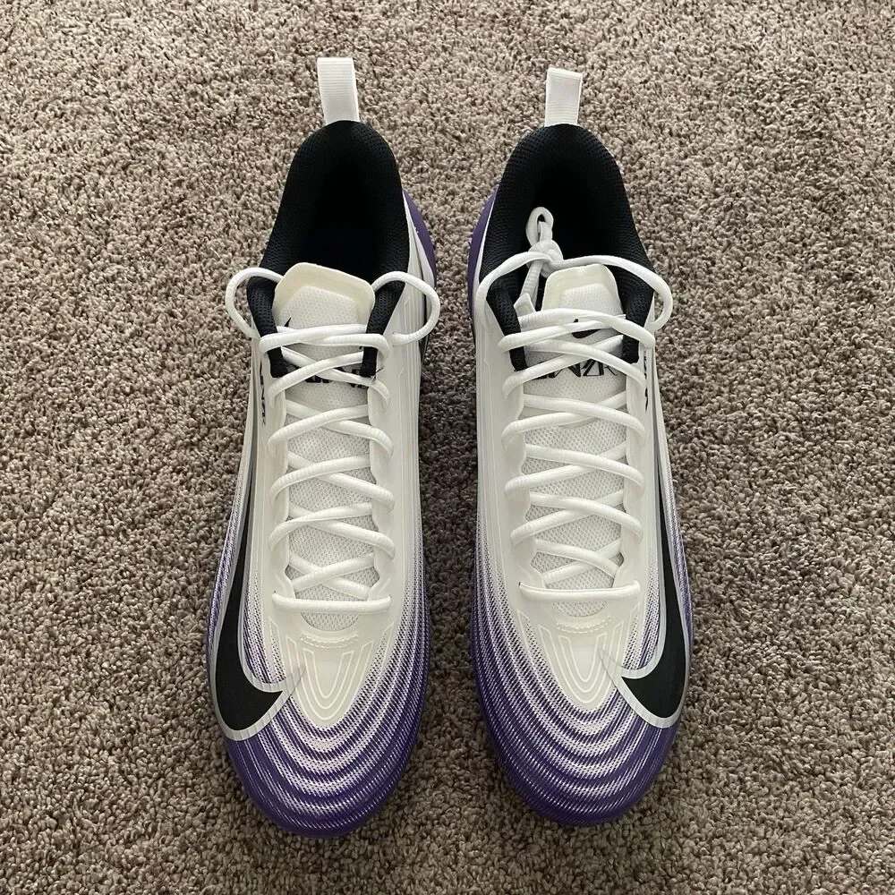 Nike Vapor Speed 3 White Court Purple Football Cleats Mens Size 13 HM8849-101
